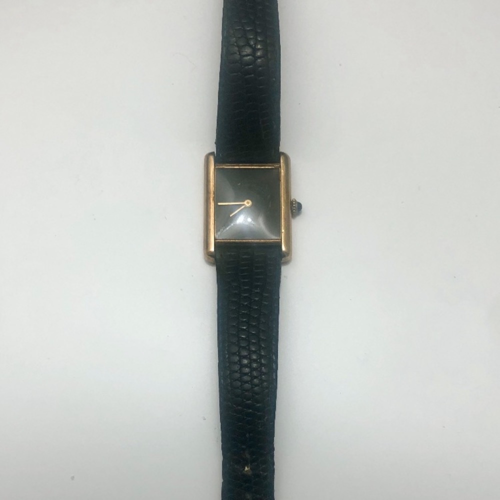 ‼️REDUCED PRICE ‼️Cartier Tank Wristwatch Leather in Black Vintage